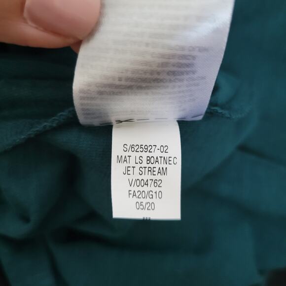 Old Navy Maternity Relaxed Long Sleeve Dark Teal Boatneck Slub Knit Tee Sz XS - Picture 7 of 7